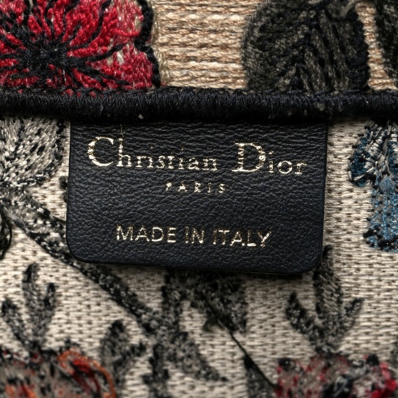 CHRISTIAN DIOR Canvas Embroidered Large Broderie Dior Flowers Book Tote Multic - Picture 6 of 11